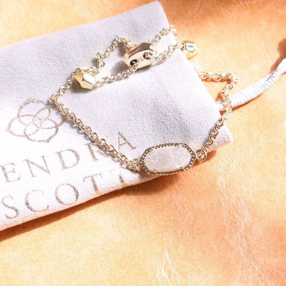Kendra Scott Elaina Adjustable Chain Bracelet 🎀 Gold Drusy - Picture 2 of 2